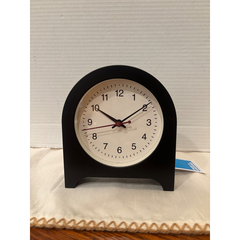 Room Essentials Matte Black Table Clock Analog Desk Shelf modern Decor New